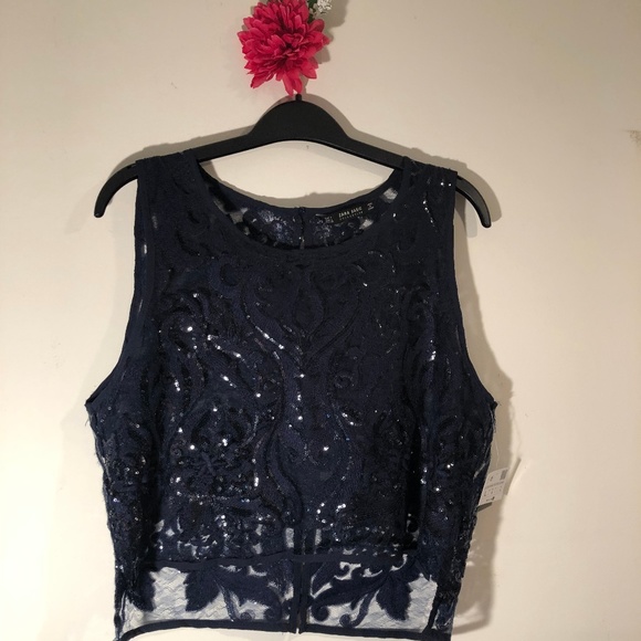 zara sequin crop top